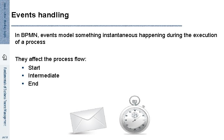 2 4 Events handling In BPMN, events model something instantaneous happening during the execution