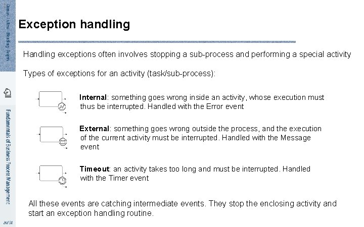 4 9 Exception handling Handling exceptions often involves stopping a sub-process and performing a