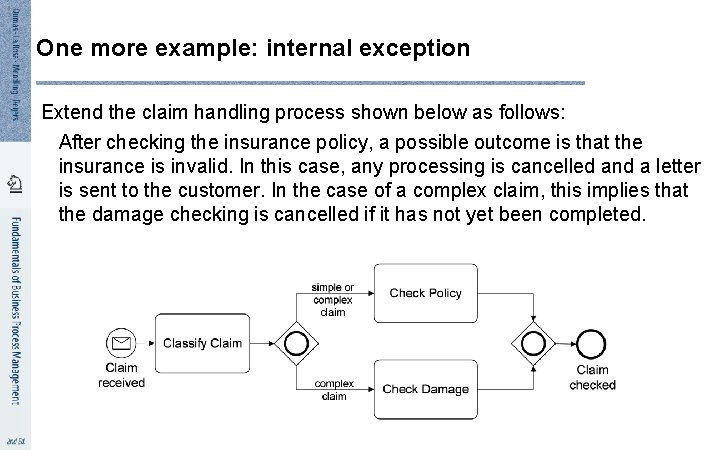 5 3 One more example: internal exception Extend the claim handling process shown below