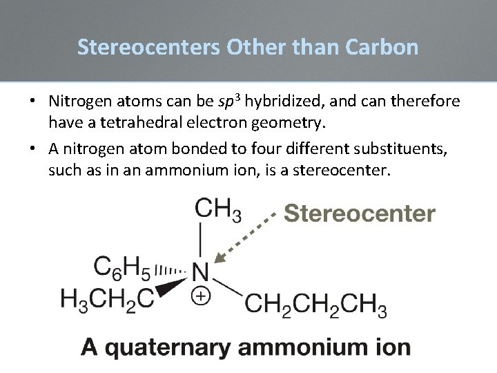 Stereocenters Other than Carbon • Nitrogen atoms can be sp 3 hybridized, and can Stereocenters Other than Carbon • Nitrogen atoms can be sp 3 hybridized, and can