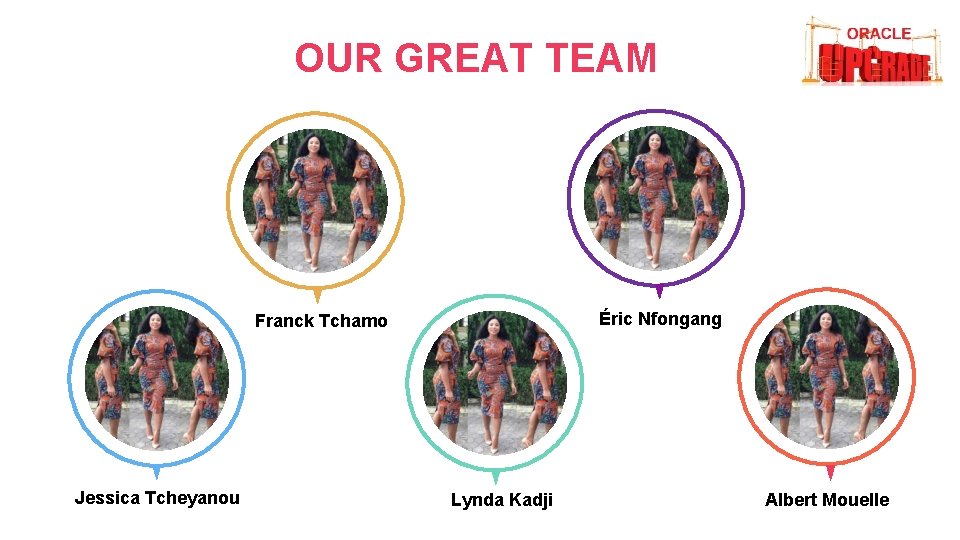 OUR GREAT TEAM Éric Nfongang Franck Tchamo Jessica Tcheyanou Lynda Kadji Albert Mouelle 