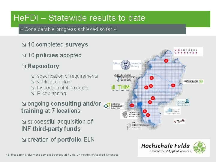 He. FDI – Statewide results to date » Considerable progress achieved so far « He. FDI – Statewide results to date » Considerable progress achieved so far «