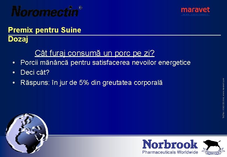 Premix pentru Suine Dozaj • Porcii mănâncă pentru satisfacerea nevoilor energetice • Deci cât?