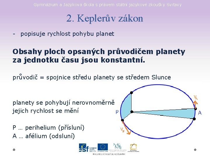 Gymnázium a Jazyková škola s právem státní jazykové zkoušky Svitavy 2. Keplerův zákon -