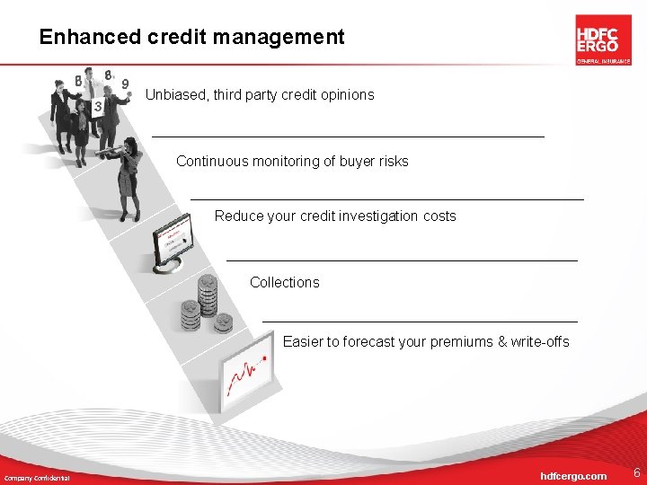 Enhanced credit management Unbiased, third party credit opinions Continuous monitoring of buyer risks Reduce