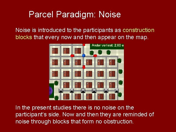 Parcel Paradigm: Noise is introduced to the participants as construction blocks that every now