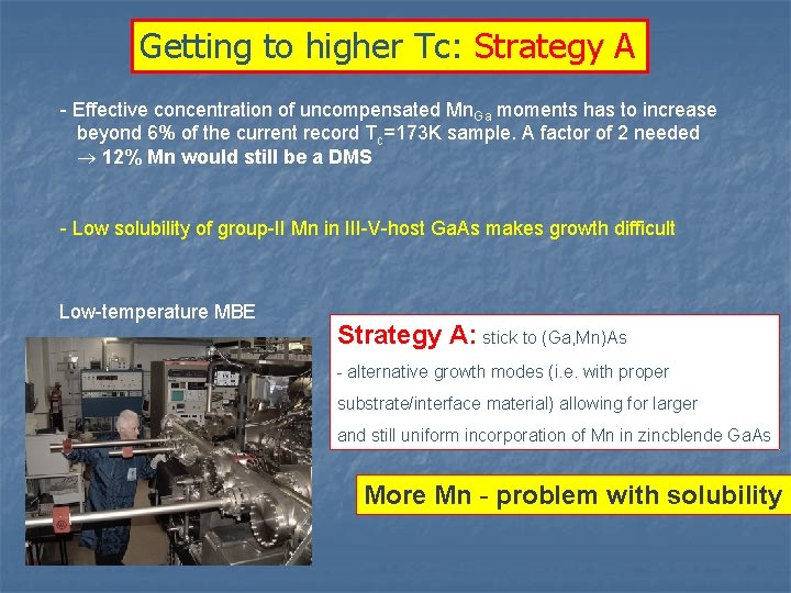 Getting to higher Tc: Strategy A - Effective concentration of uncompensated Mn. Ga moments