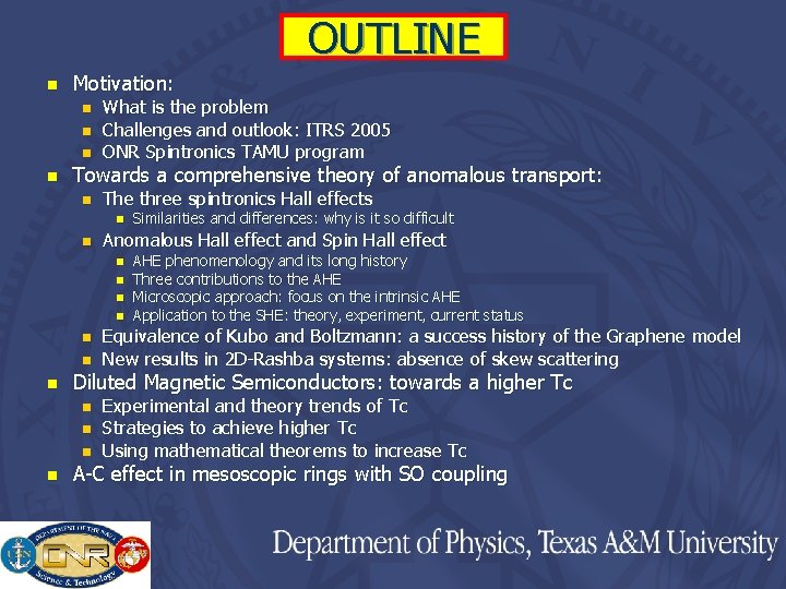 OUTLINE n Motivation: n n What is the problem Challenges and outlook: ITRS 2005