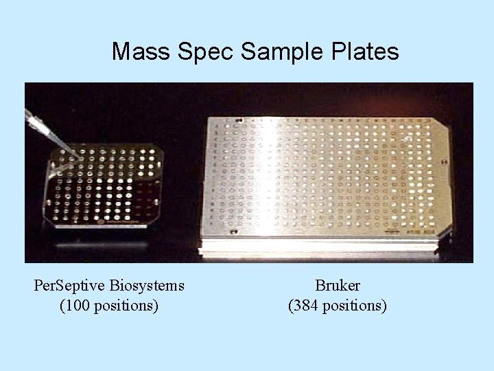 Mass Spec Sample Plates Per. Septive Biosystems (100 positions) Bruker (384 positions) 