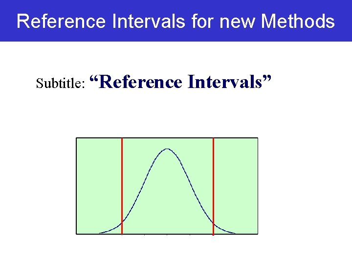 Reference Intervals for new Methods Subtitle: “Reference Intervals” Reference Intervals for new Methods Subtitle: “Reference Intervals”