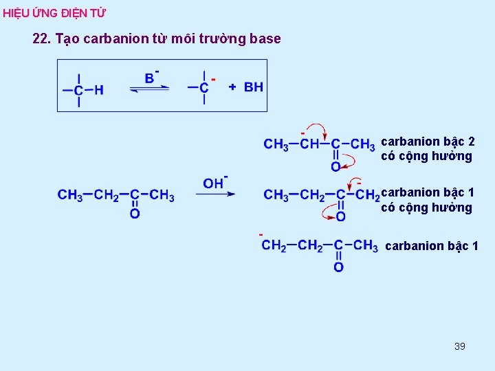 HIỆU ỨNG ĐIỆN TỬ 22. Tạo carbanion từ môi trường base carbanion bậc 2