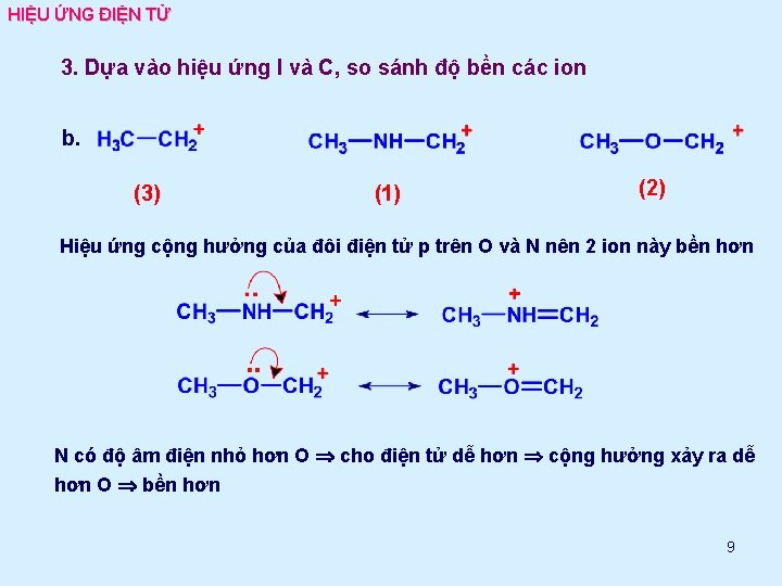 HIỆU ỨNG ĐIỆN TỬ 3. Dựa vào hiệu ứng I và C, so sánh