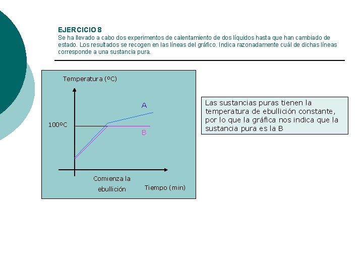 EJERCICIO 8 Se ha llevado a cabo dos experimentos de calentamiento de dos líquidos