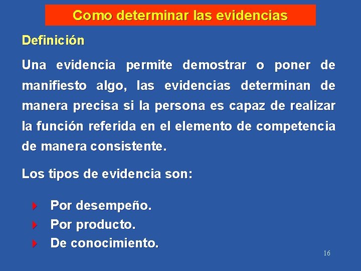 Como determinar las evidencias Definición Una evidencia permite demostrar o poner de manifiesto algo,