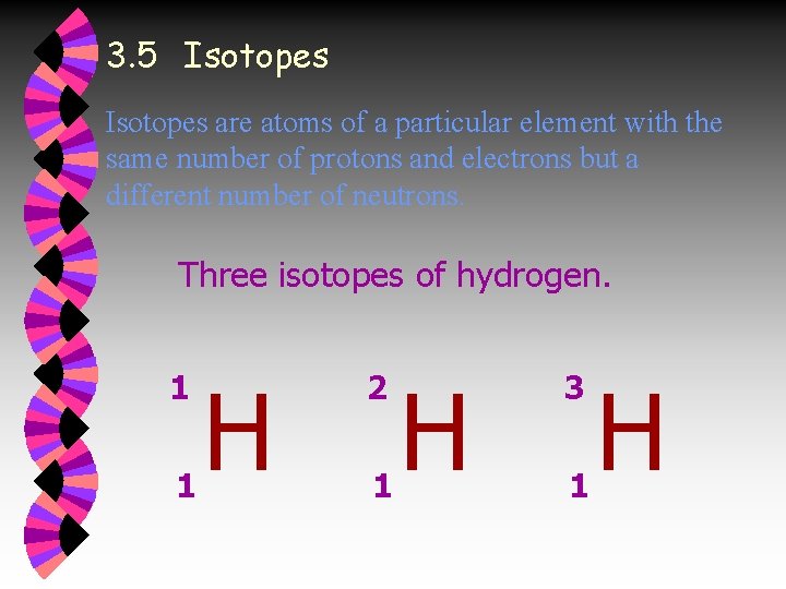 3. 5 Isotopes are atoms of a particular element with the same number of