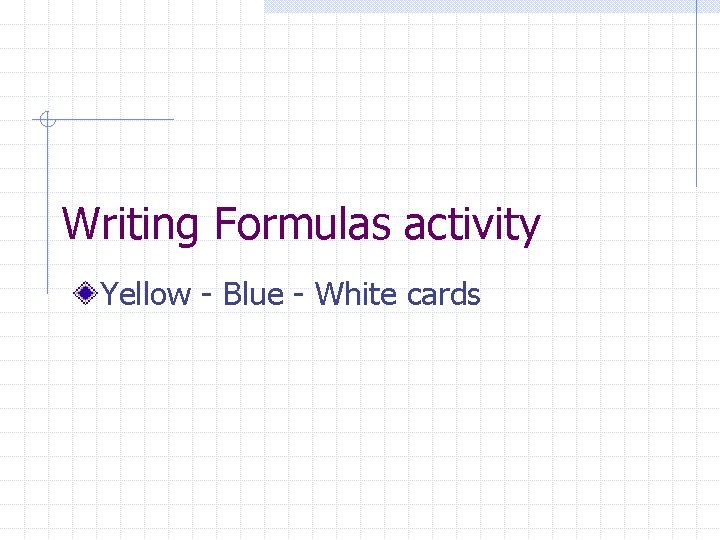 Writing Formulas activity Yellow - Blue - White cards 