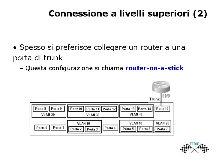 Connessione a livelli superiori (2) • Spesso si preferisce collegare un router a una