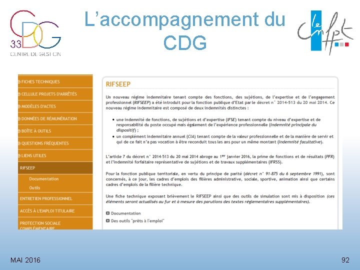 L’accompagnement du CDG MAI 2016 92 