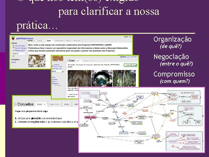 O que nos tem(os) exigido para clarificar a nossa prática… Organização (de quê? )