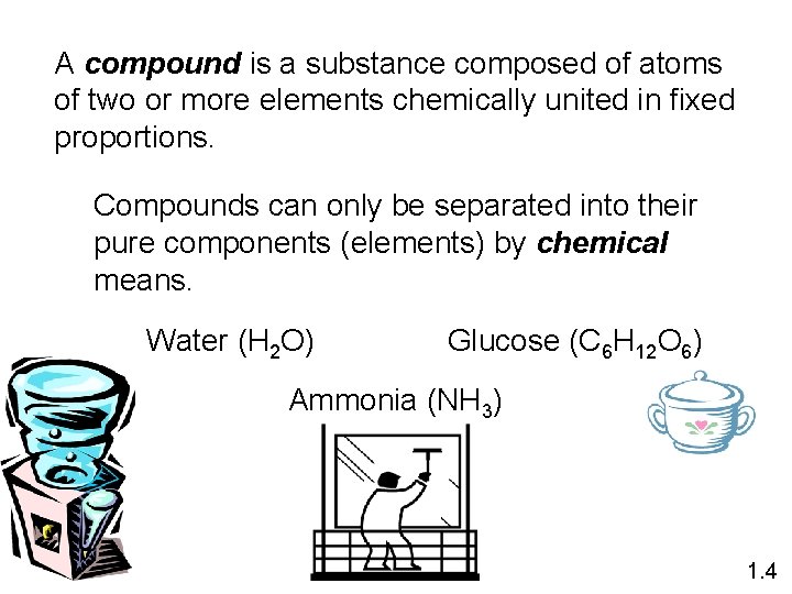 A compound is a substance composed of atoms of two or more elements chemically