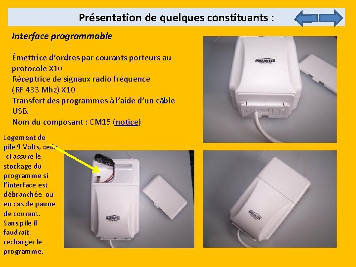 Présentation de quelques constituants : Interface programmable Émettrice d’ordres par courants porteurs au protocole