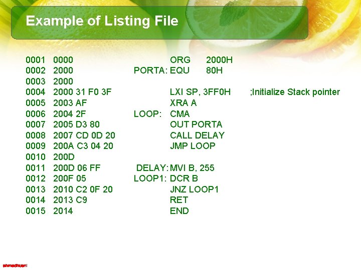 Example of Listing File 0001 0002 0003 0004 0005 0006 0007 0008 0009 0010