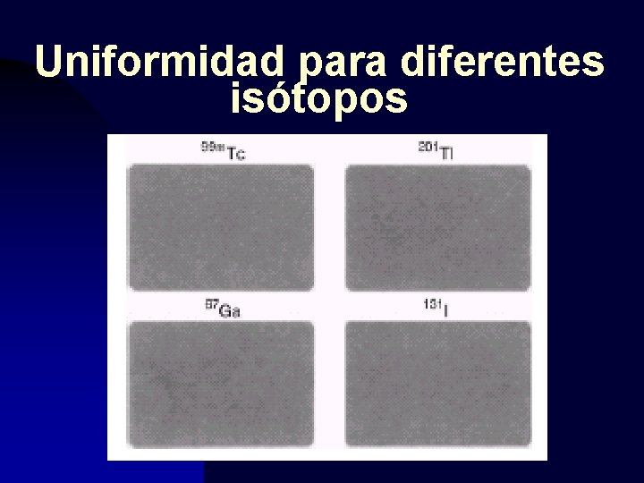 Uniformidad para diferentes isótopos 