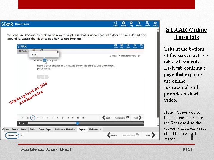 STAAR Online Tutorials 8 201 r o d f on e t i a