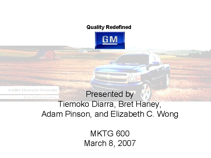 Quality Redefined Presented by Tiemoko Diarra, Bret Haney, Adam Pinson, and Elizabeth C. Wong
