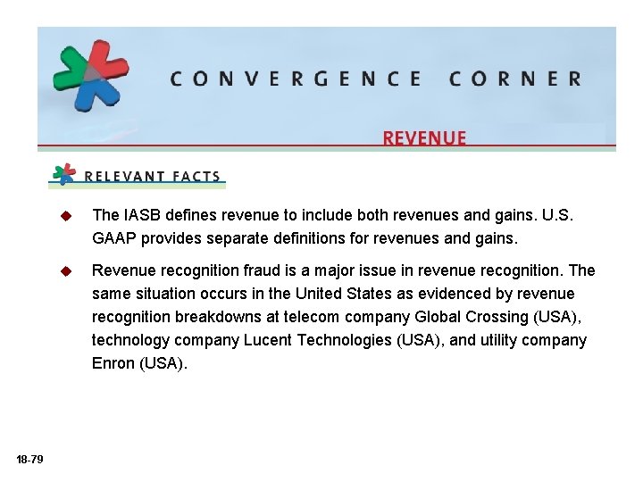 18 -79 u The IASB defines revenue to include both revenues and gains. U. 18 -79 u The IASB defines revenue to include both revenues and gains. U.