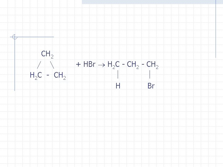  CH 2 + HBr H 2 C - CH 2 H Br 