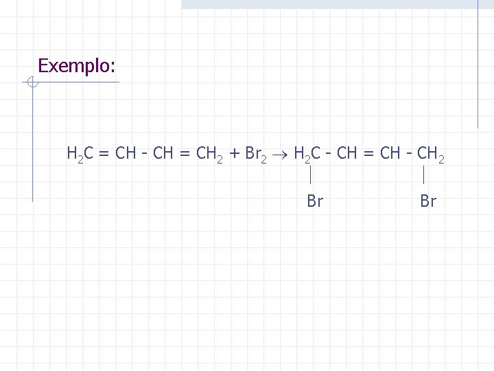 Exemplo: H 2 C = CH - CH = CH 2 + Br 2