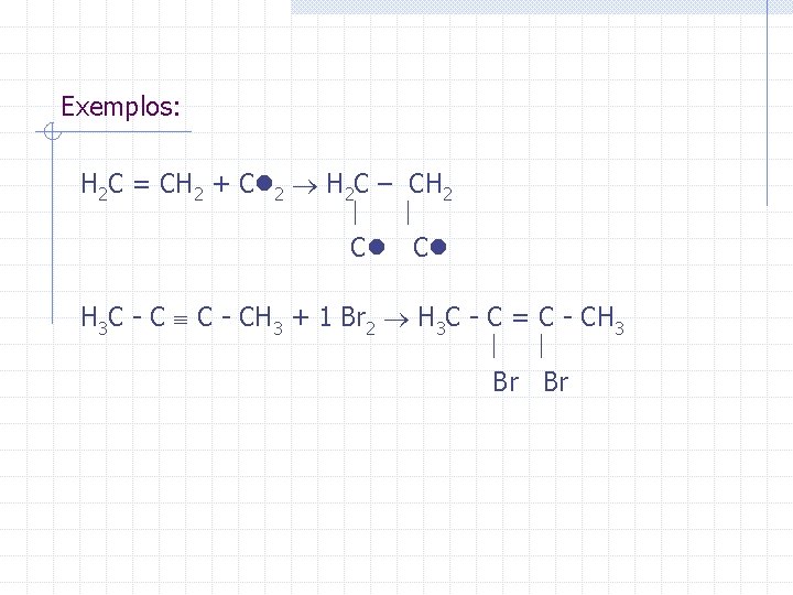 Exemplos: H 2 C = CH 2 + C 2 H 2 C –