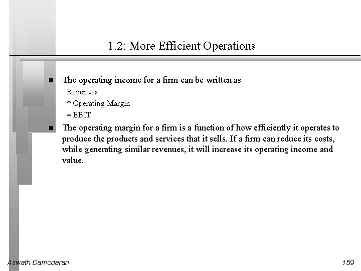 1. 2: More Efficient Operations The operating income for a firm can be written