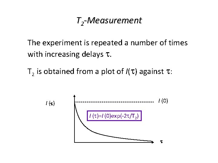 T 2 -Measurement The experiment is repeated a number of times with increasing delays