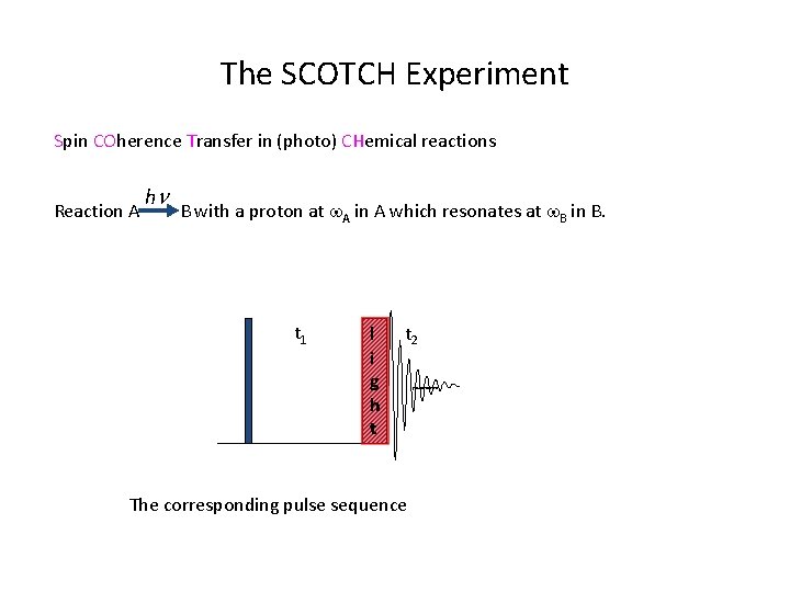 The SCOTCH Experiment Spin COherence Transfer in (photo) CHemical reactions hn Reaction A B