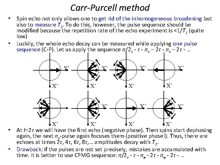 Carr-Purcell method • Spin echo not only allows one to get rid of the