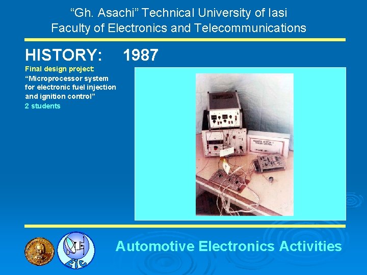 “Gh. Asachi” Technical University of Iasi Faculty of Electronics and Telecommunications HISTORY: 1987 Final