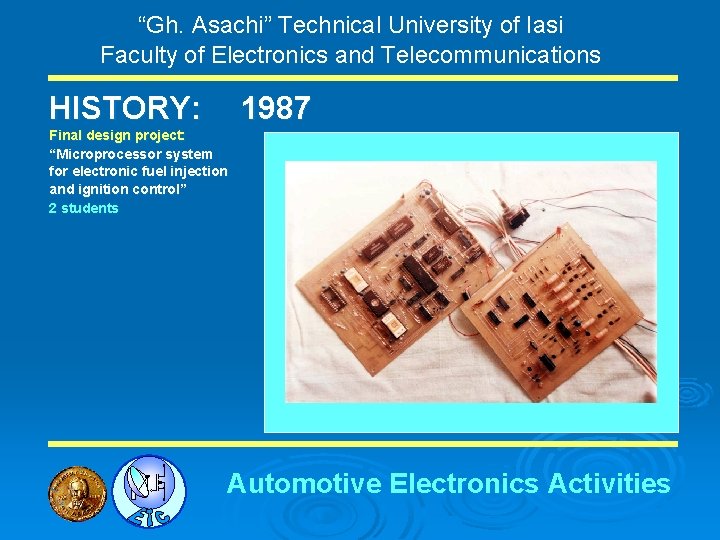 “Gh. Asachi” Technical University of Iasi Faculty of Electronics and Telecommunications HISTORY: 1987 Final