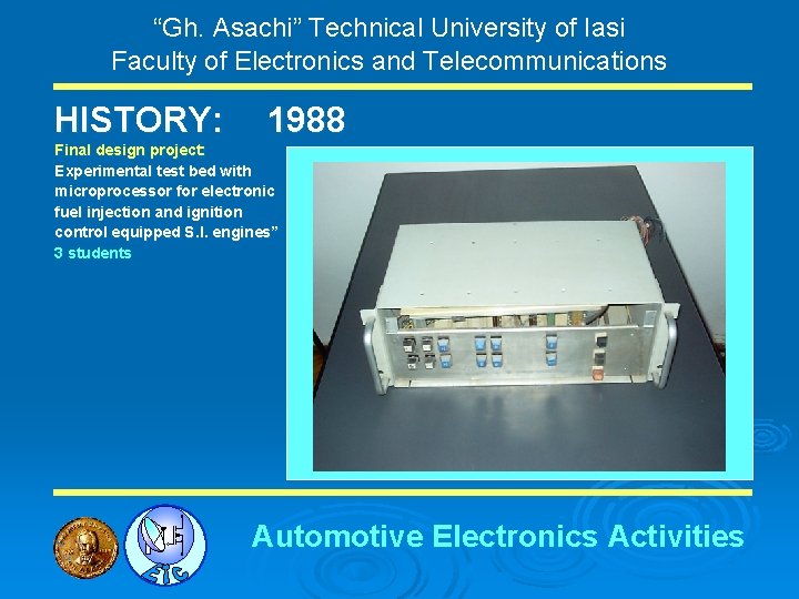 “Gh. Asachi” Technical University of Iasi Faculty of Electronics and Telecommunications HISTORY: 1988 Final