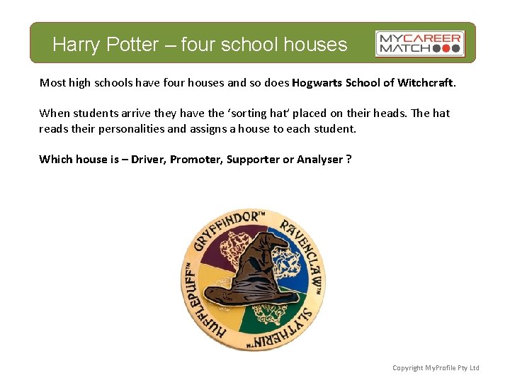 Harry Potter – four school houses Most high schools have four houses and so