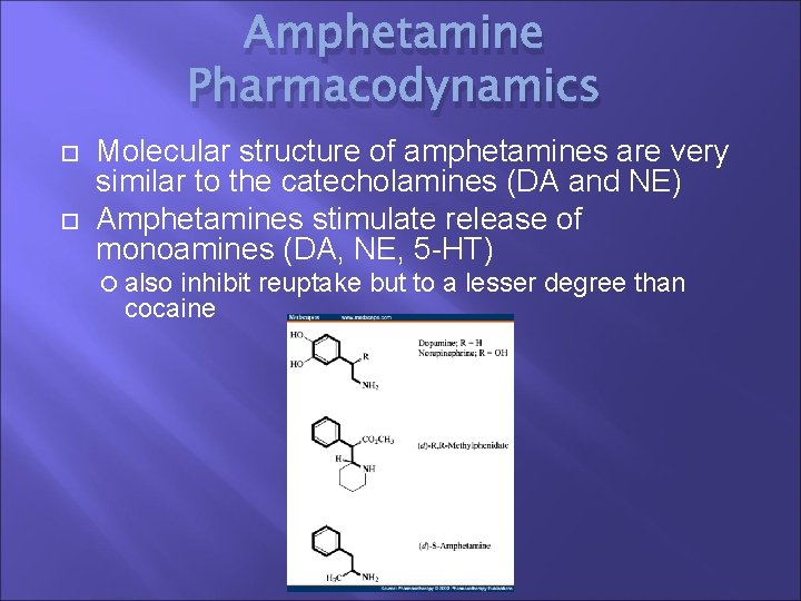 Amphetamine Pharmacodynamics Molecular structure of amphetamines are very similar to the catecholamines (DA and