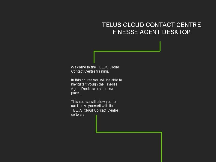 TELUS CLOUD CONTACT CENTRE FINESSE AGENT DESKTOP Welcome to the TELUS Cloud Contact Centre