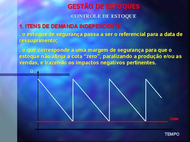 GESTÃO DE ESTOQUES CONTROLE DE ESTOQUE 1. ITENS DE DEMANDA INDEPENDENTE. o estoque de