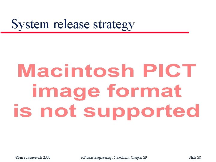 System release strategy ©Ian Sommerville 2000 Software Engineering, 6 th edition. Chapter 29 Slide