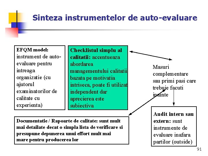 Sinteza instrumentelor de auto-evaluare EFQM model: instrument de autoevaluare pentru intreaga organizatie (cu ajutorul