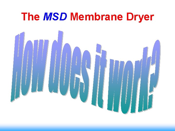 The MSD Membrane Dryer 