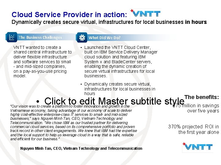 Cloud Service Provider in action: Dynamically creates secure virtual, infrastructures for local businesses in