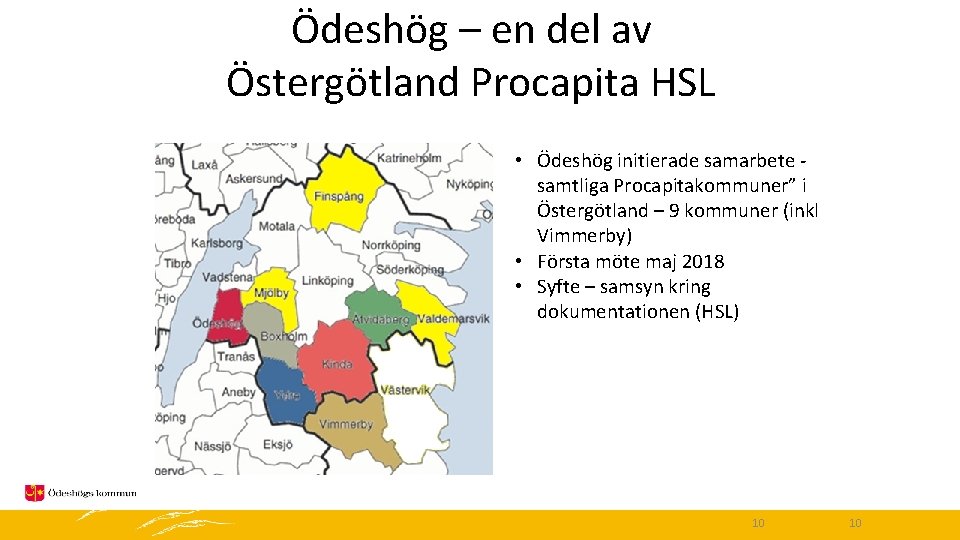 Ödeshög – en del av Östergötland Procapita HSL • Ödeshög initierade samarbete samtliga Procapitakommuner”