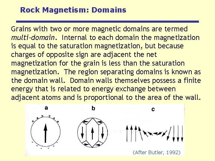 Rock Magnetism: Domains Grains with two or more magnetic domains are termed multi-domain. Internal